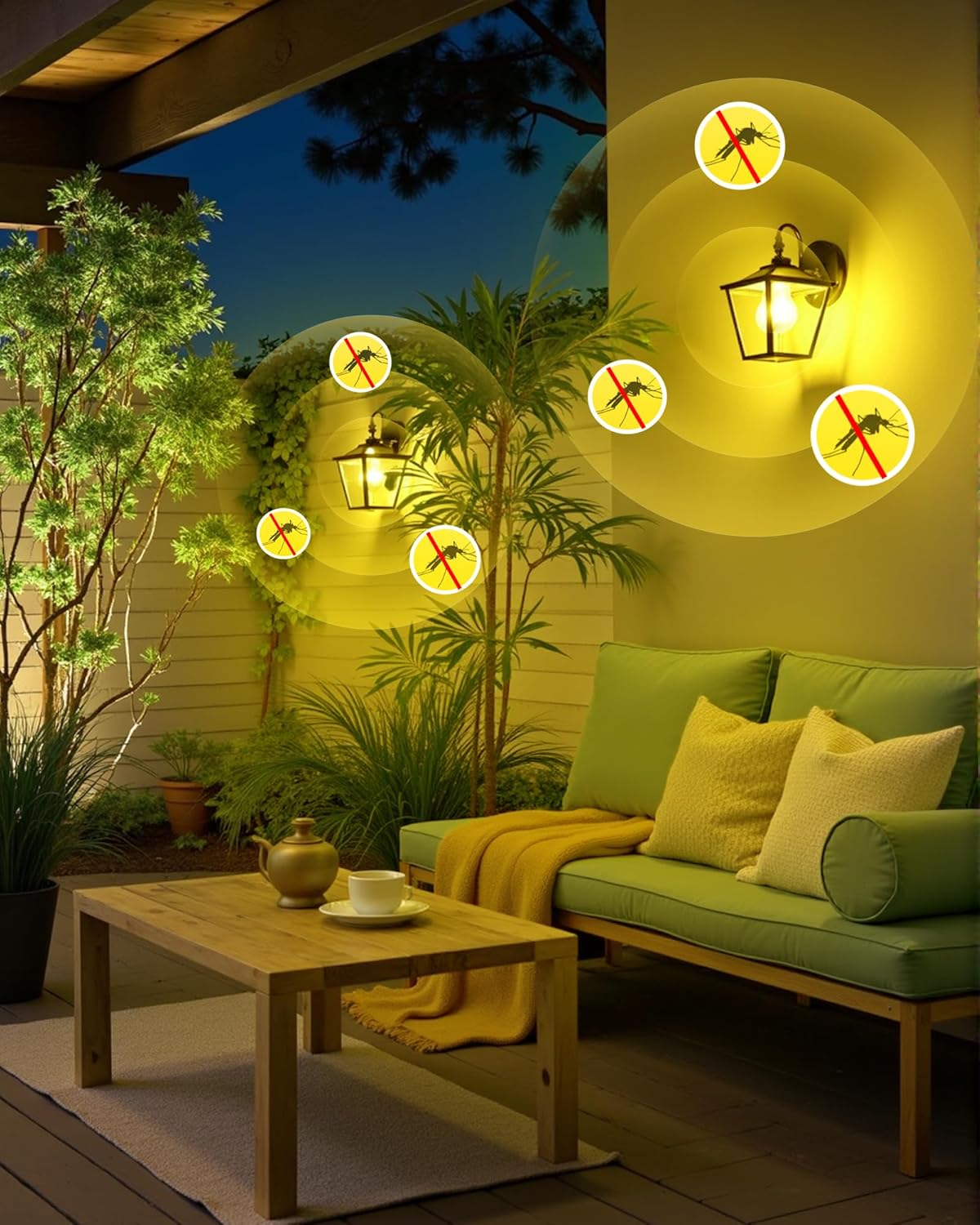 2 Pack A15 LED Yellow Bug Light Bulbs for Outdoor, 40Watt Equivalent E26 Base, 5W Amber Yellow Lighting for Indoor&Outdoor, Party&Holiday Decoration, Christmas, Bedroom, Nightlight, Non-Dimmable