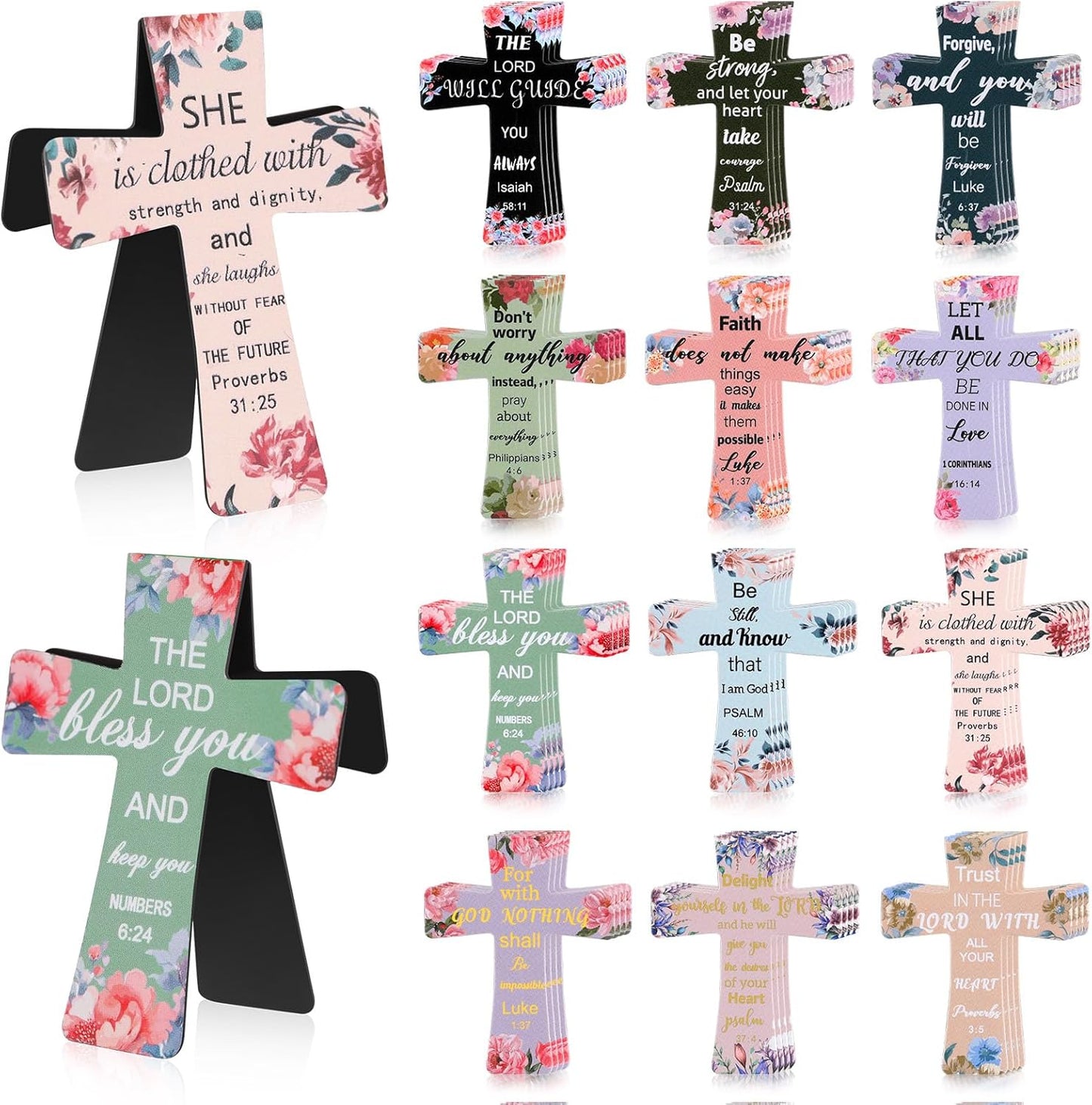 48 Pcs Magnetic Bookmarks Christian Cross Magnetic Page Markers Religious Bible Verses Bookmarks for Mother's Day Women Student Church Study Group Graduation Coworker Team (Flower)