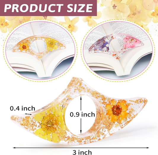 Book Page Holder, Kaluofan 2PCS Thumb Book Page Holder, Book Accessories for Reading Lovers, Handmade Dried Flower Book Opener Holder Thumb, Meaningful Gifts for Book Lovers Teachers Students
