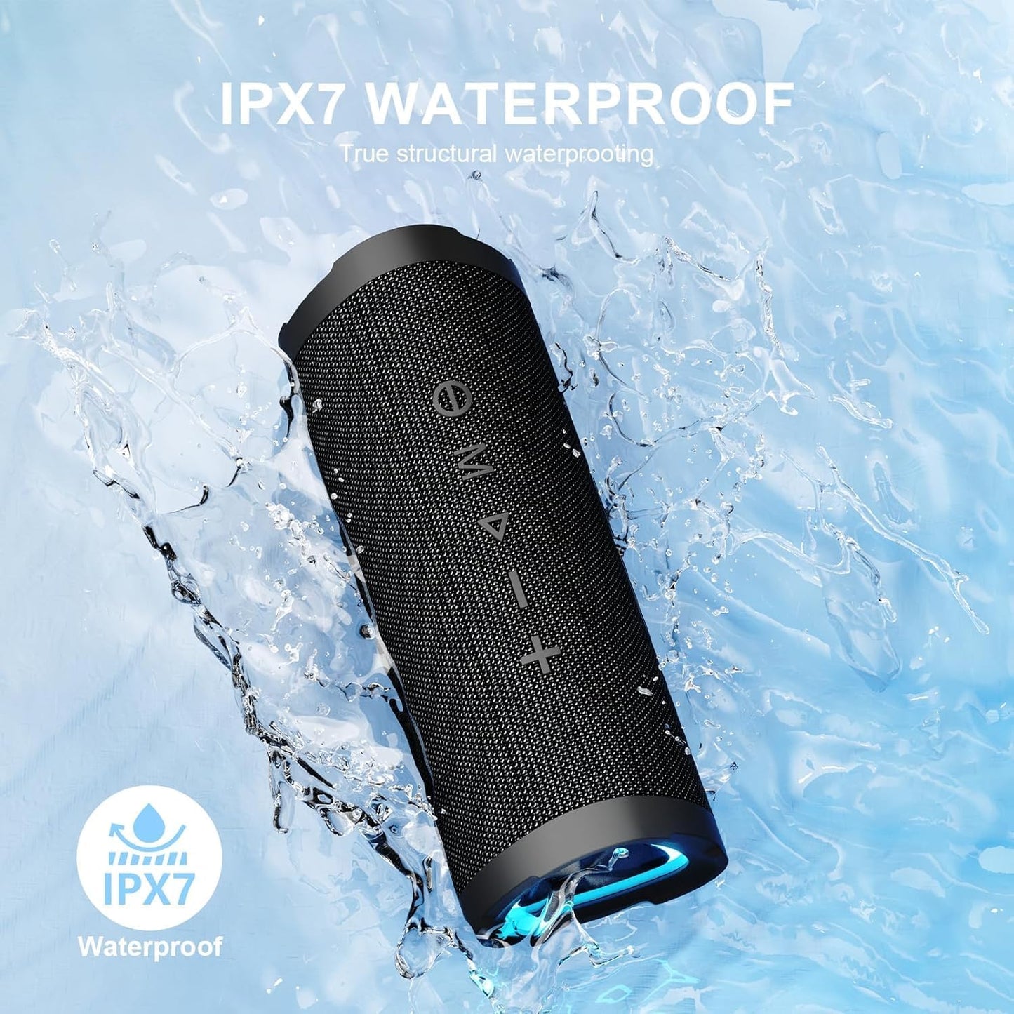 Vanzon Bluetooth Speaker, V40 Portable Bluetooth Speaker, IPX7 Waterproof Wireless Speaker with 24W Stereo Sound,TWS Pairing,24H Playtime and Colorful RGB Lights for Home,Outdoor,Party