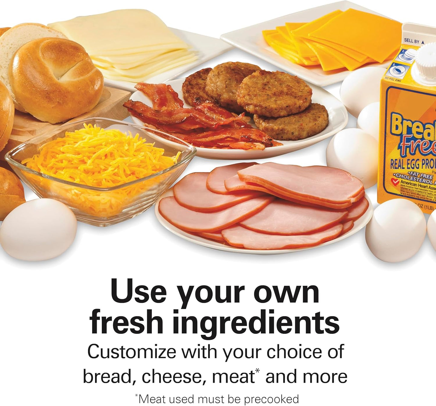 Hamilton Beach Dual Breakfast Sandwich Maker with Timer, Ready in 5 Minutes, Removable Dishwasher Safe PFAS-Free Non-Stick Egg Cooker Ring, Silver (25490MNA)