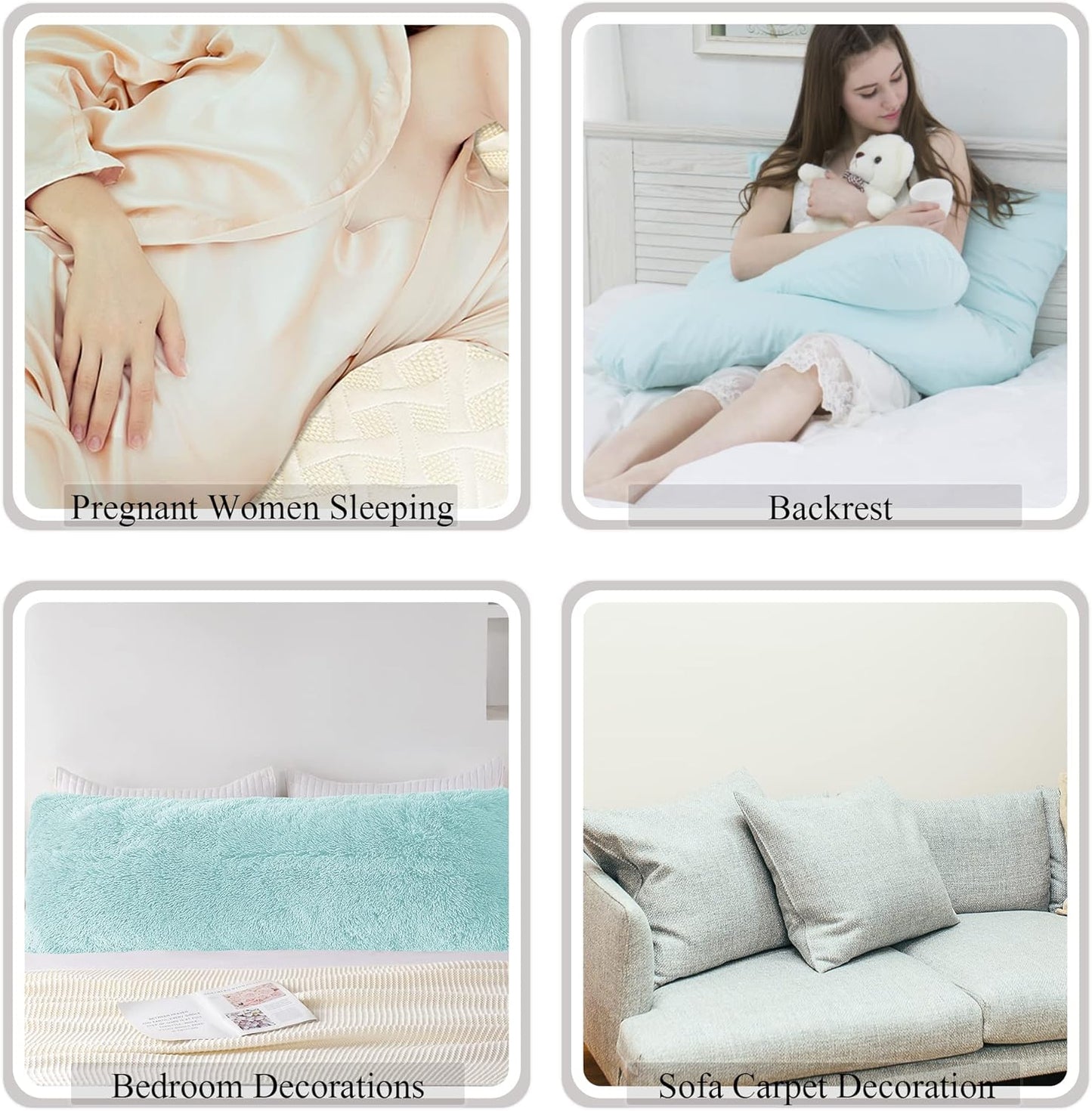 Body Pillow Cover with Zipper,Plush Fuzzy Body Pillow Pillowcase, Faux Fur Sherpa Large Pillow Case for Women Pregnant Side Sleeper Bedding Black Pillow Sham