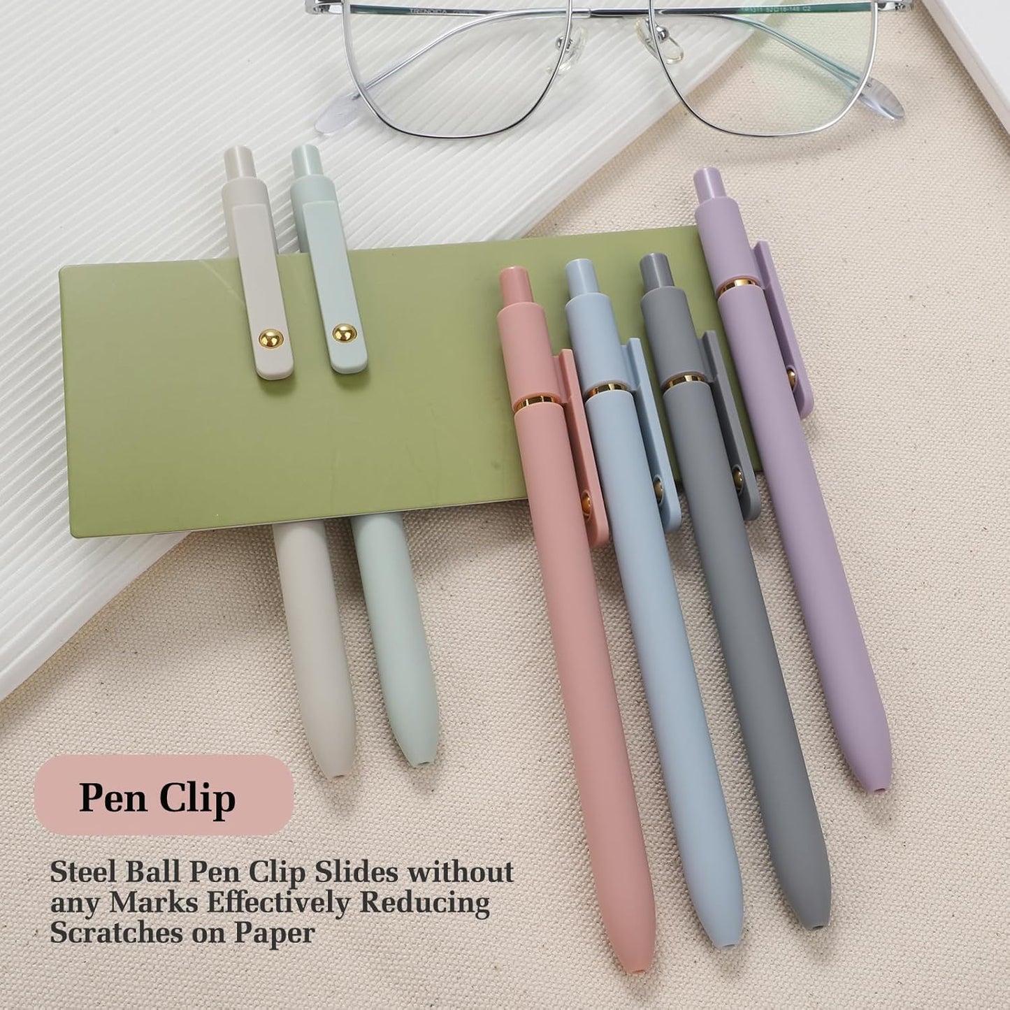 FIOVER Gel Pens, 6pcs 0.7mm Fine Point Black Ink, Quick Dry Smooth Writing Pens for Journaling, Nurse Aesthetic Cute Office School Supplies, Gifts for Women and Men (6Pcs Morandi-Black Ink)