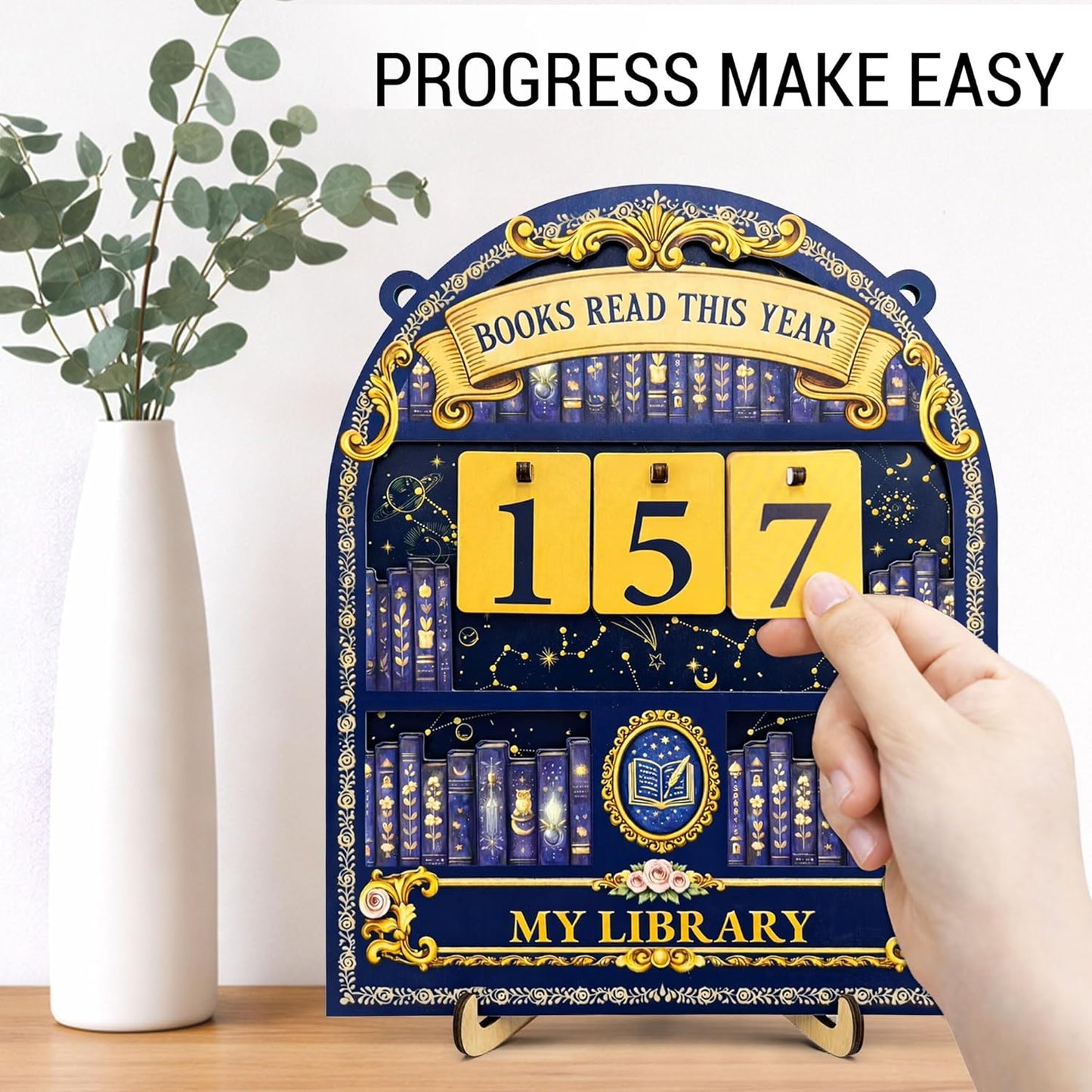 Books Read This Year Counter Sign Bookish Gifts for Men Women - Reading Tracker Ornament Bookshelf Decor - Book Lover Gifts for Readers Bookworms