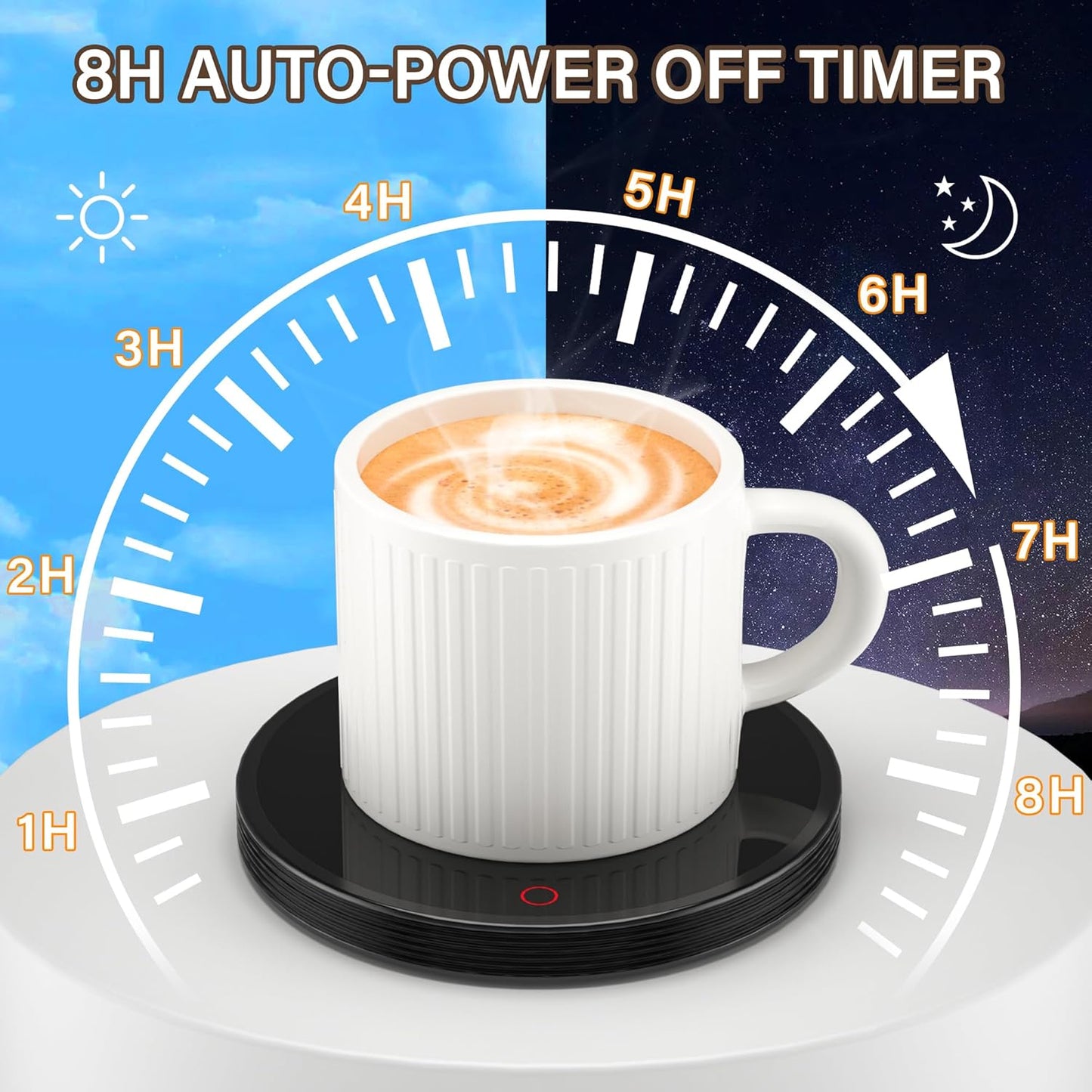 GLSY Coffee Cup Warmer, Mug Warmer for Desk, Electric Cup Beverage Warmer Plate with 2 Temperature Settings for Tea, Water, Cocoa, Milk, Auto Power Off (Round Black)