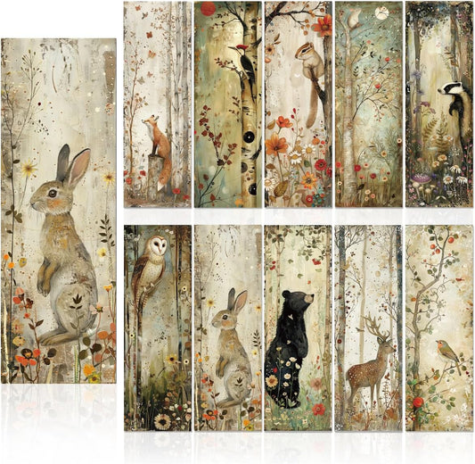 Woodland Animal Bookmarks Gifts - 100 Pcs Bulk Paper Bookmark Set for Reading Women Men, Cute Forest Theme Book Marks with Animal Designs
