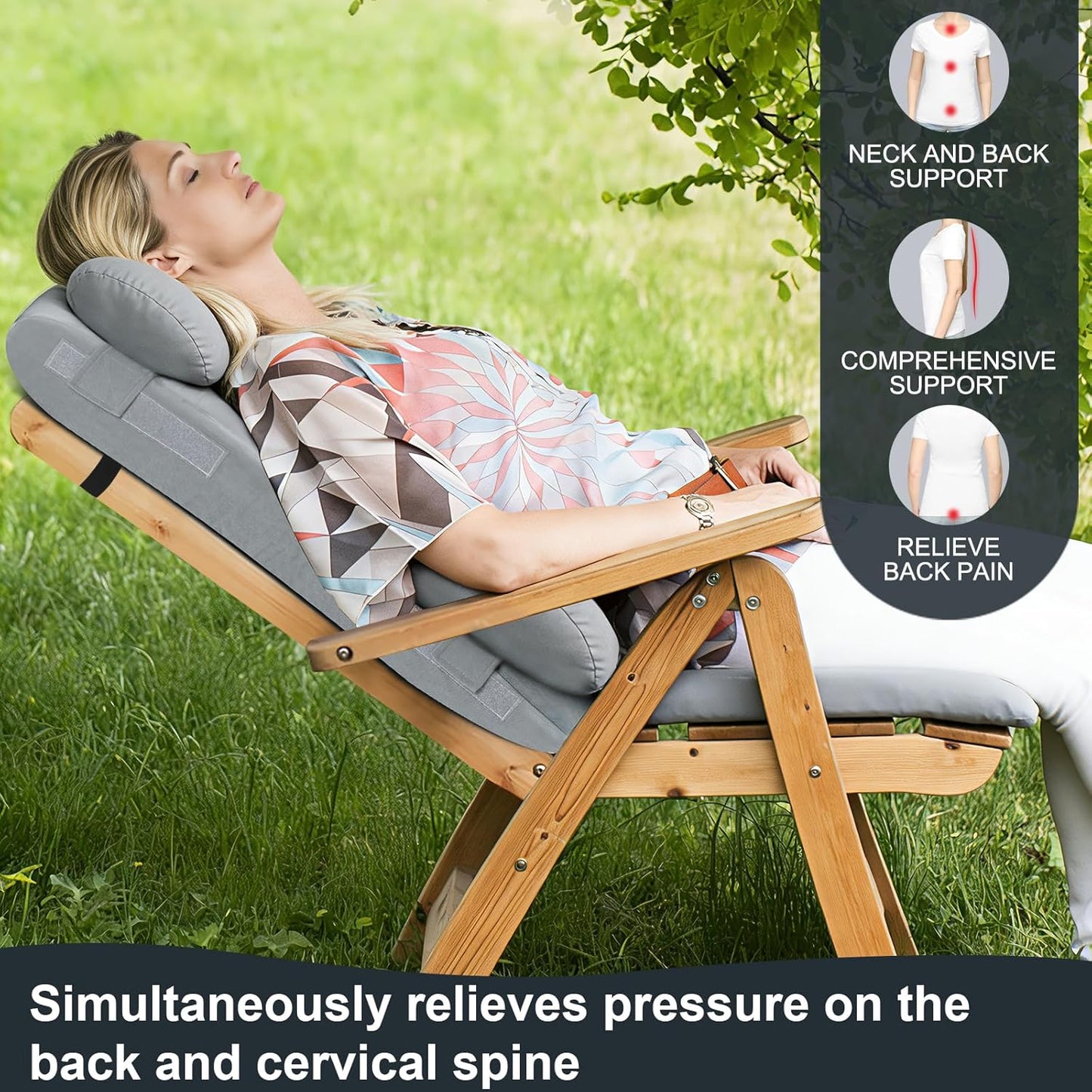 2-in-1 Neck & Lumbar Support Pillow with Adjustable Height and Ergonomic backrest Design, Suitable for recliners, Sofas, high-Back Rocking Chairs, Relieve Back Pressure.
