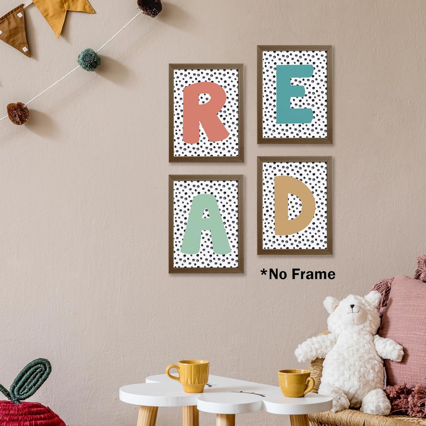 AEHIE Boho Reading Corner Posters Wall Decor, Neutral Read Classroom Poster Prints for Elementary School Kids Room Nursery, Read Reading Themed Library Decorations Wall Art Unframed 4pcs 12x16 Inches