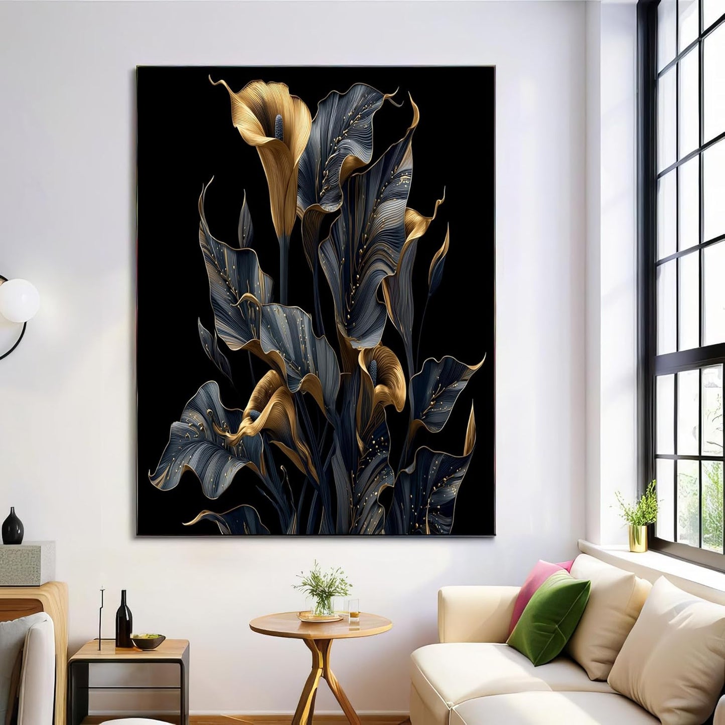 GDJSMIN Realistic Art Style Wall Art, Calla Lily Illustration Poster for Reading Room Living Room Decor 12x 16 inch Unframed