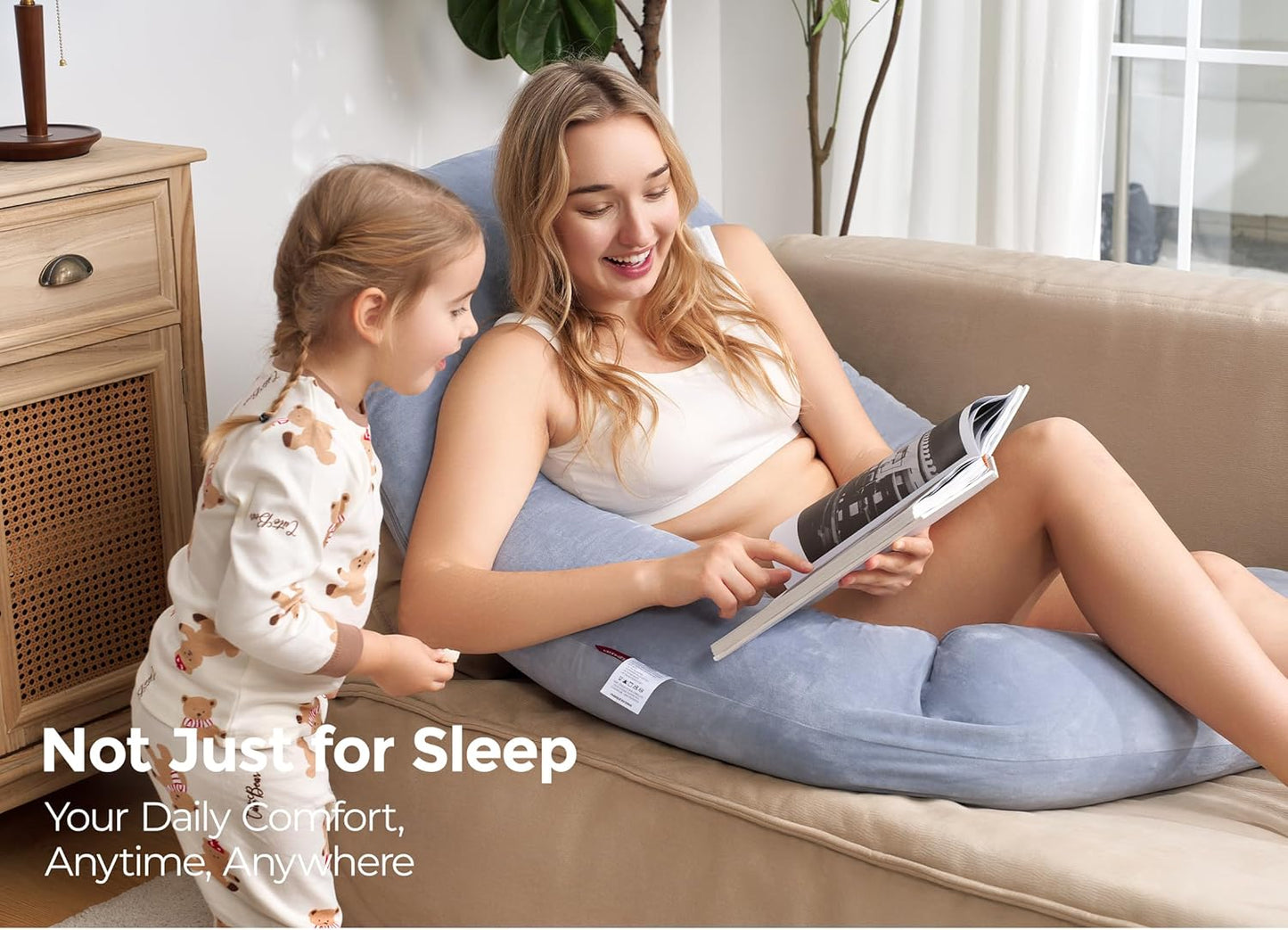 Momcozy Pregnancy Pillow for Sleeping, Dreamlign U Pro Maternity Pillow with Adjustable Leg Pillow, Removable Cover - Support for Back, Hip, Belly, Legs for Pregnant Women, 50-72 Inch Full Body Pillow
