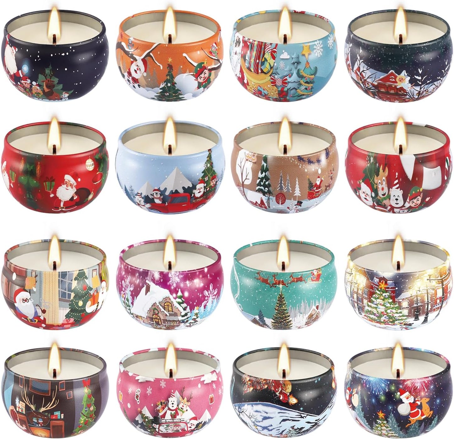 16Pack Christmas Scented Candles Gift- Aromatherapy Candle-Soy Wax-Long Lasting Burn time, Christmas Thanksgiving Gifts for Women，Advent &Home Decor.