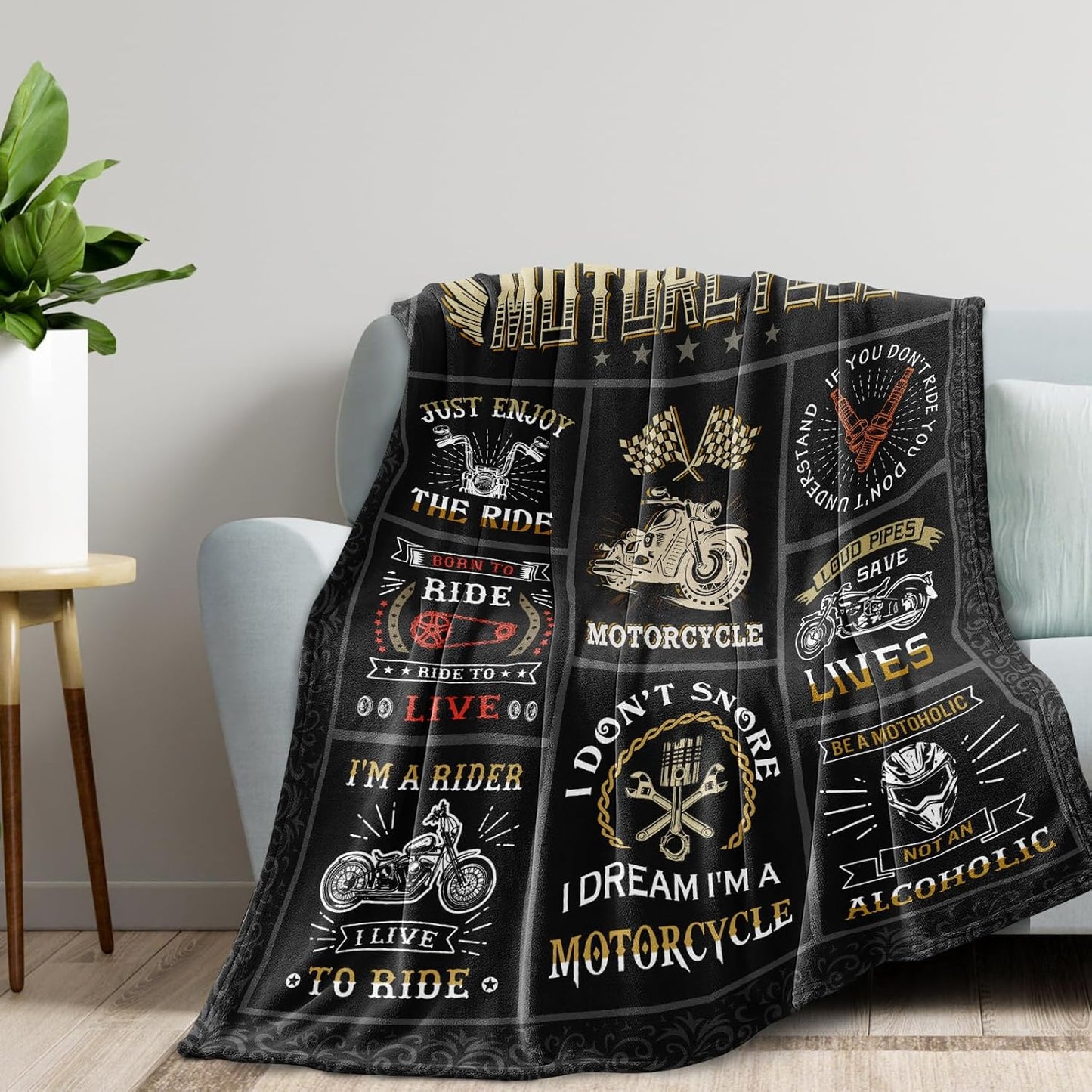 Motorcycle Gifts for Men Women, Best Gifts for Motorcycle Riders, Lovers, Blanket Gift for Boyfriend Husband 60” X 50”