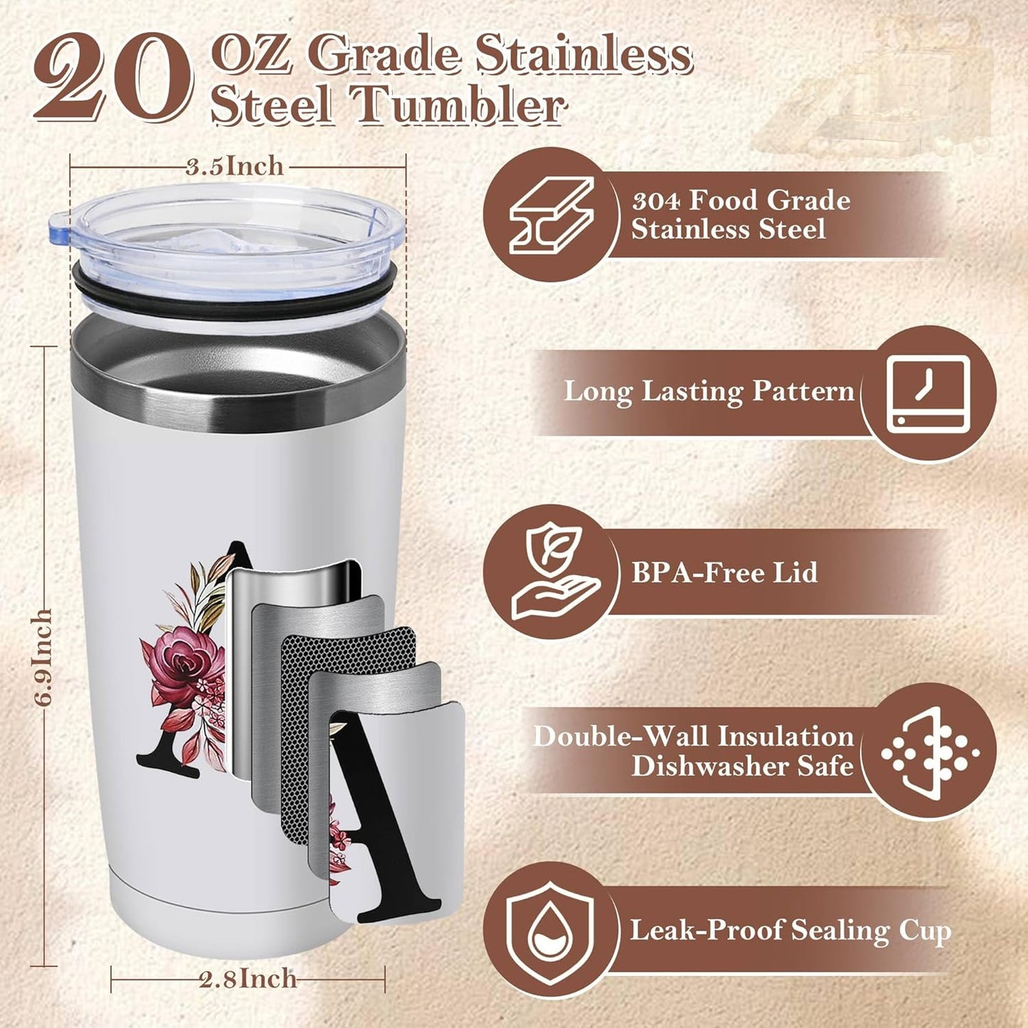 20 Oz Insulated Coffee Cup with Lid Car Tumbler Travel Mug Women Teacher Christmas Music Dance Science Gifts Daycare Special Education Need English History Sunday School Spanish Autism Reading Gym