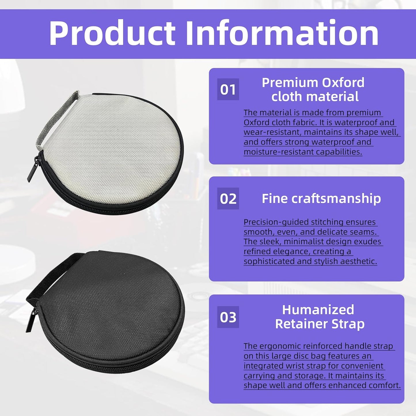 4Pac CD Case DVD Storage with Microfiber Cleaning Cloth, 20 Capacity Portable CD Storage Wallet Holder Round Binder Oxford Disc Cases Organizer for Car Home