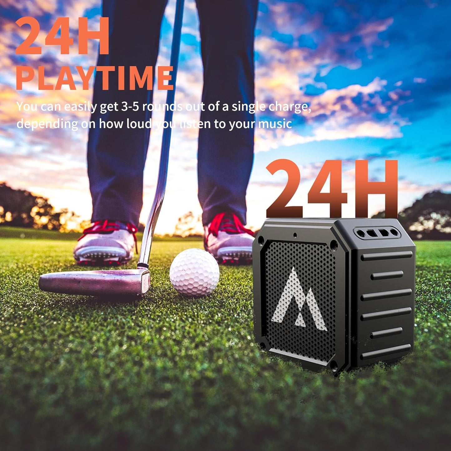 2-Pack Golf Cart Speakers with Storage Case, IPX7 Magnetic Golf Speaker 24H Playtime, 36W Loud Stereo Sound Magnetic Bluetooth Speaker for Golf Cart, Golf Gifts for Men
