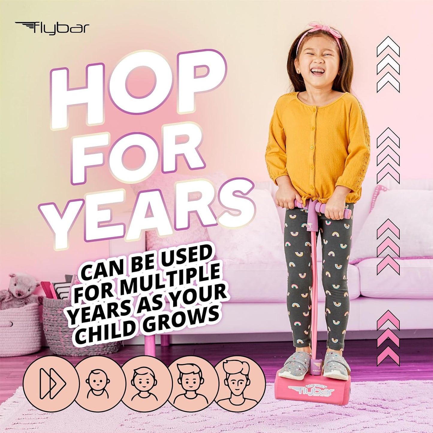 Flybar My First Foam Pogo Jumper for Kids Fun and Safe Pogo Stick for Toddlers, Durable Foam and Bungee Jumper for Ages 3 and up, Supports up to 250lbs
