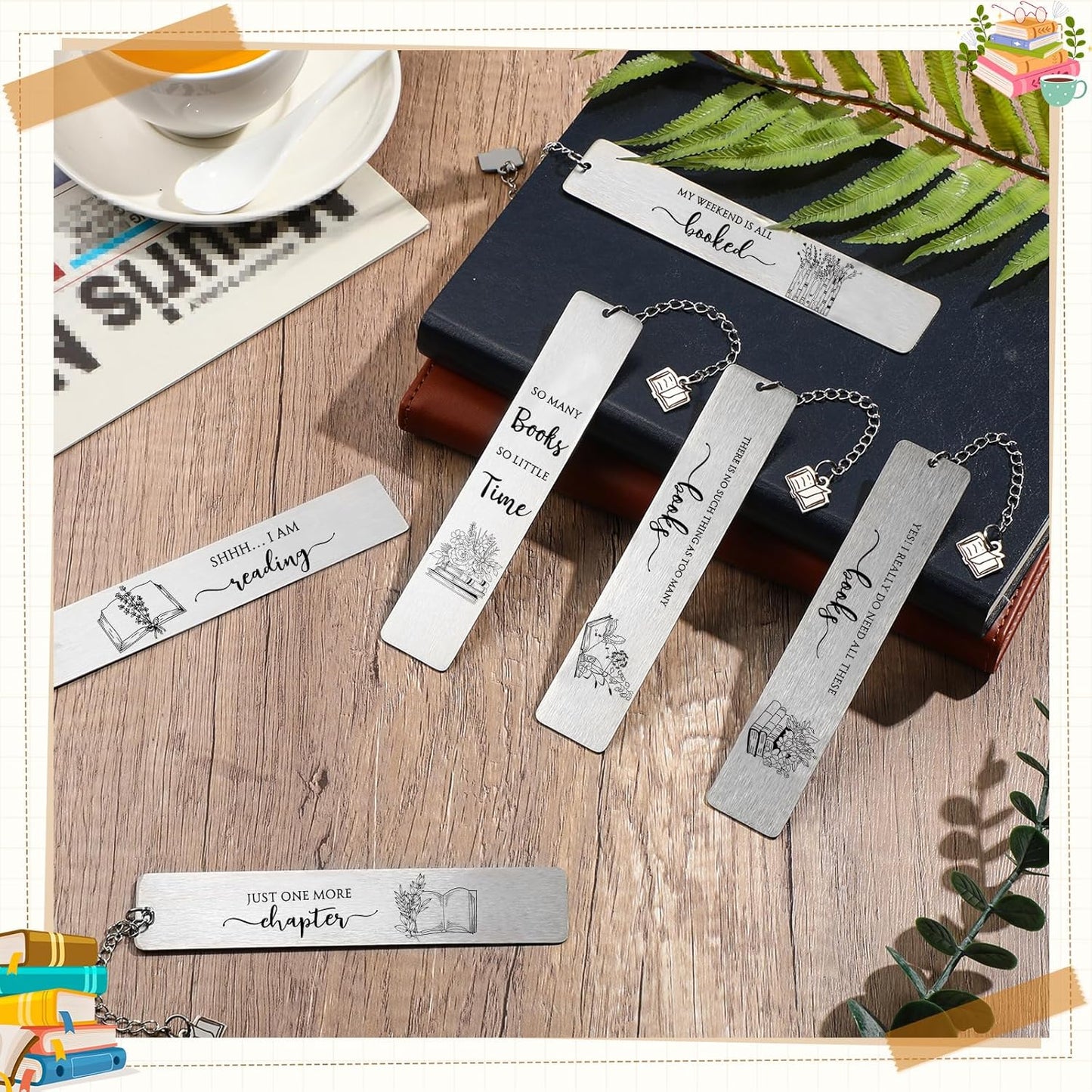 Skyygemm 24 Pcs Book Lovers Gift for Her Him Metal Bookmarks 6 Styles Library Reading Bookmarks Book Club Gift Ideas for Students Senior College