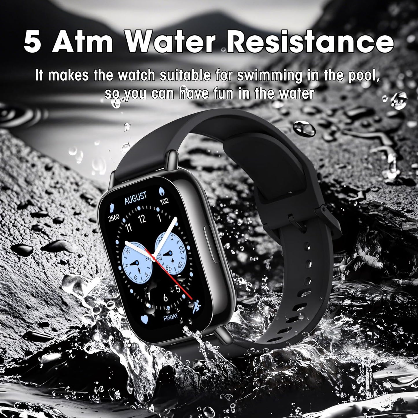 Xiaomi Redmi 5 Lite Smart Watch, Step Counter Watch for Women Men with 1.96" LCD Large Display, 140 Sports Modes, 5ATM Waterproof (Lite-Black)