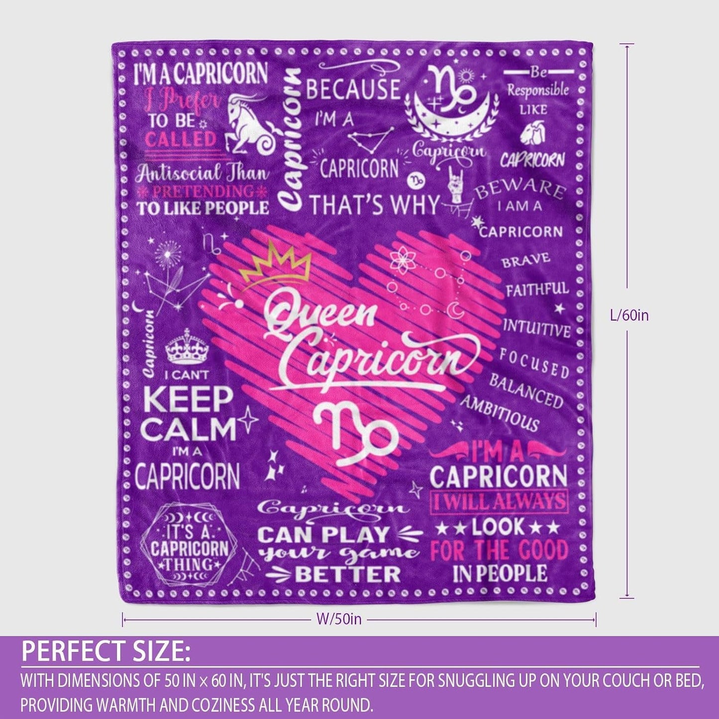 Capricorn Gifts for Women - Capricorn Zodiac Gifts - Capricorn Birthday Gifts - Astrology Gifts for Women - Zodiac Gifts - Constellation Horoscope Sign Gifts - Capricorn Gifts Blanket 60"x50"
