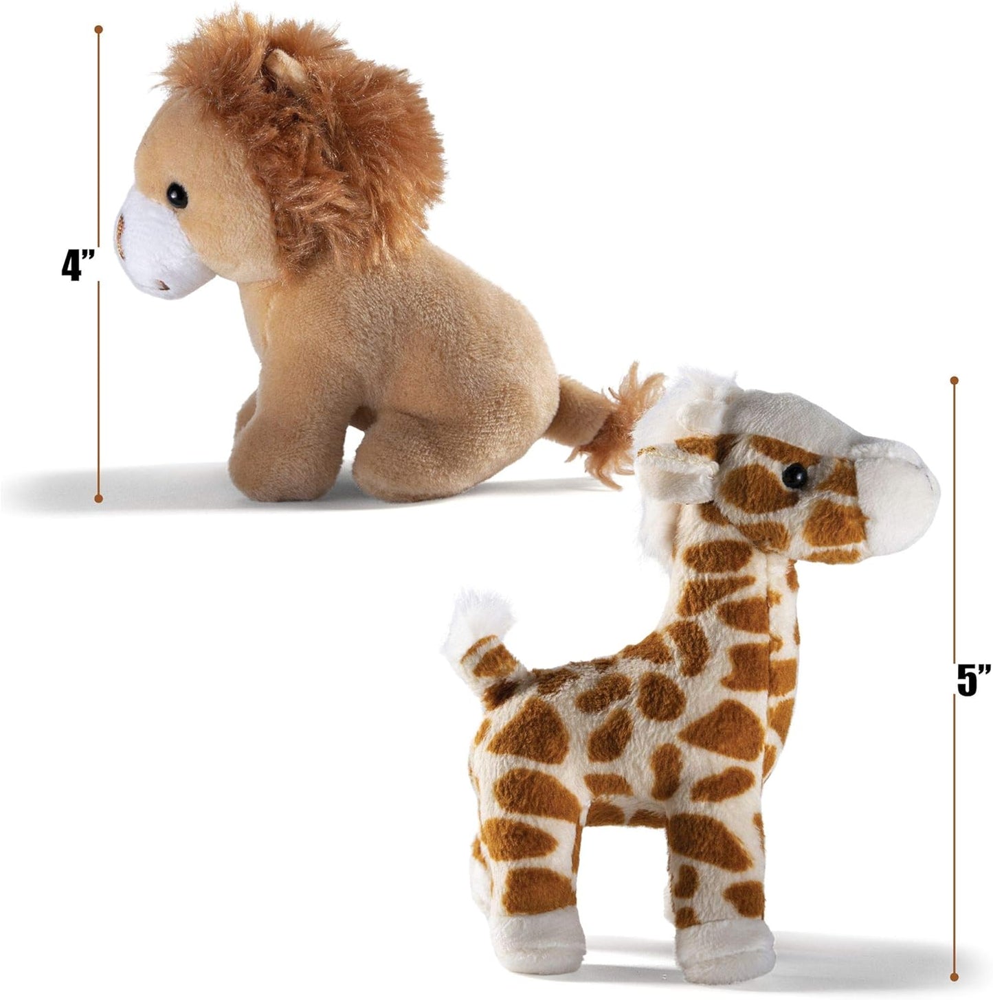 PREXTEX Safari Friends Stuffed Animal Gift Set - 5 Small Plush (Giraffe, Tiger, Lion, Polar Bear, Elephant) Zoo Animals - Machine Washable Stuffed Animals for Boys & Girls Ages 3-5+