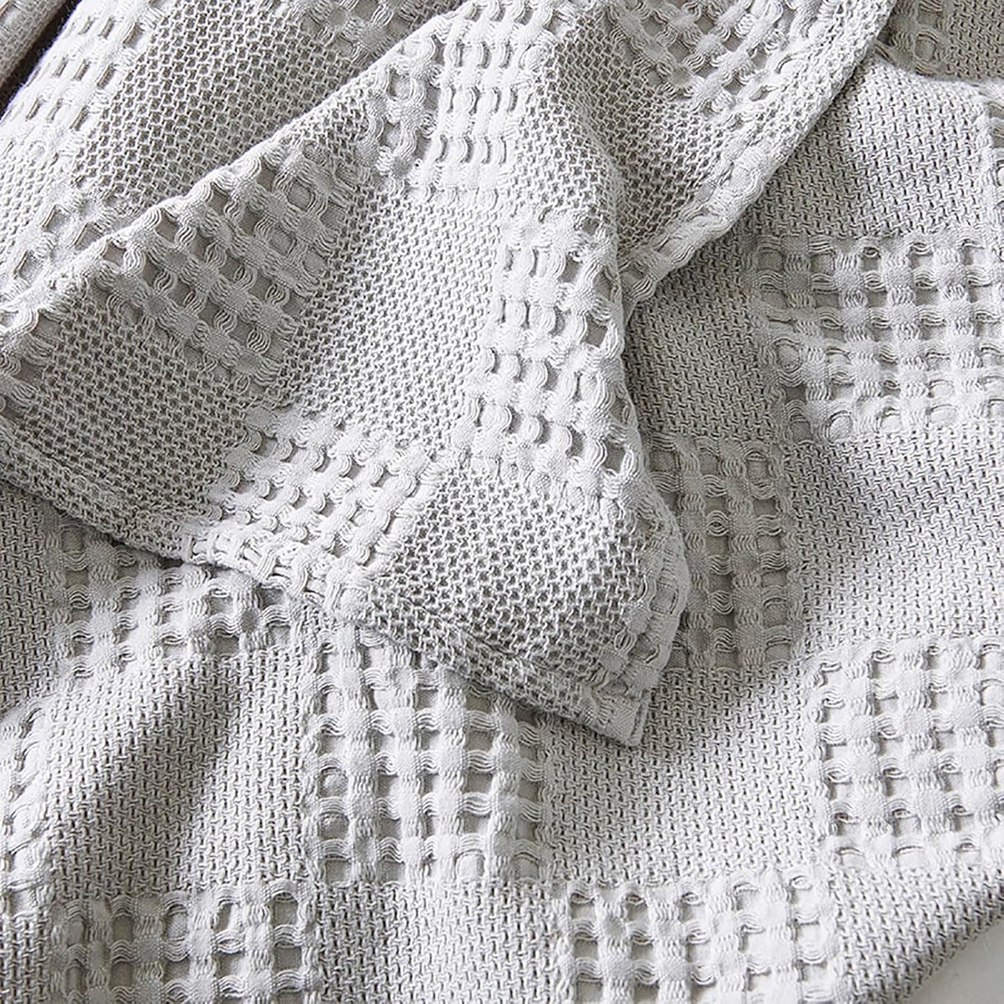 LGYKUMEG 100% Cotton Waffle Throw Blanket,Lightweight Washed Cotton Blanket - Cotton Breathable All-Season Knit Throw Blankets for Bed and Couch,Light Gray,40x60 inch