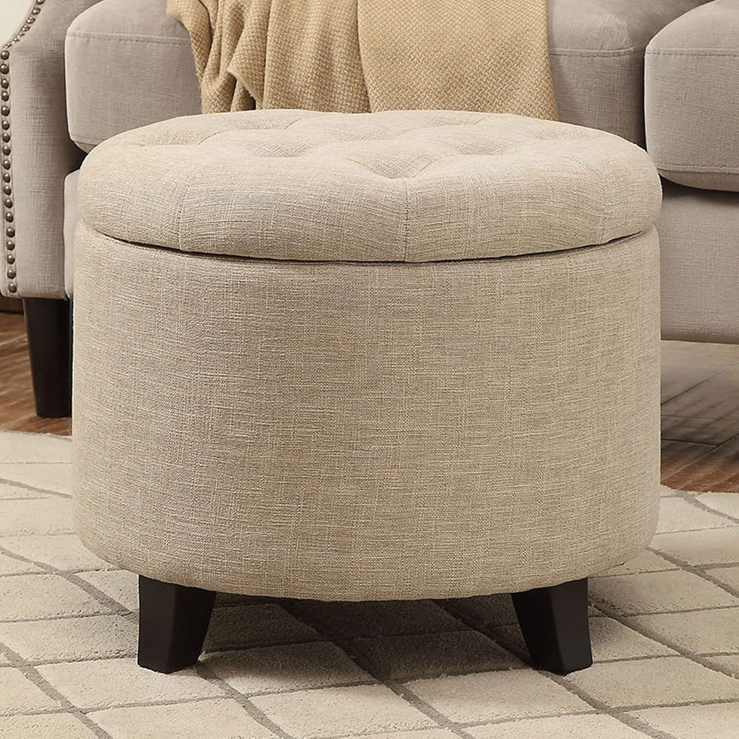 Convenience Concepts Designs4Comfort Storage Ottoman, Tan Fabric