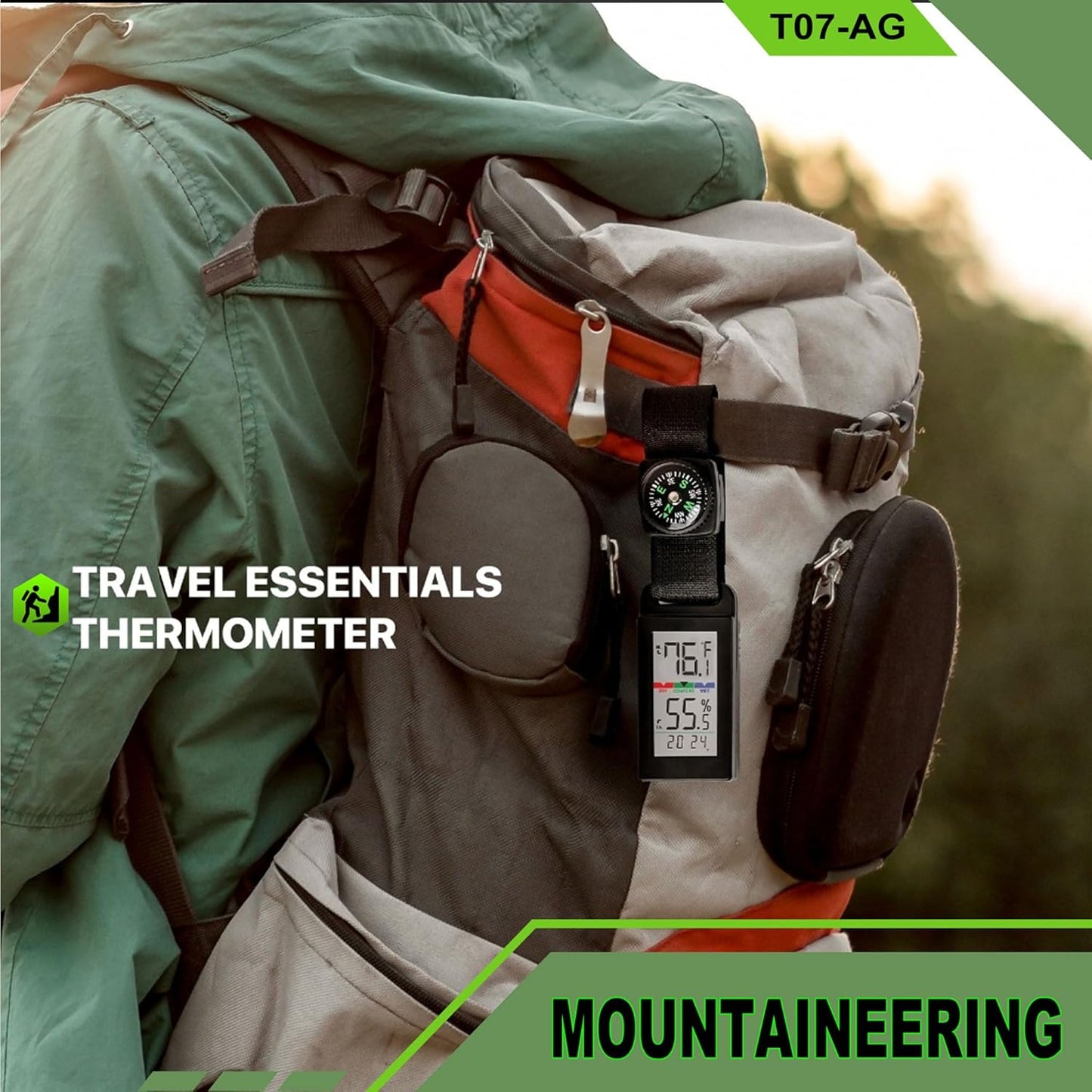 Indoor Outdoor Portable Thermometer Hygrometer with Accurate Temp & Humidity Detection Alarm Compass Crucial for a Comfortable Living Space, Camping, Workshop. Get it Now for a Controlled Environment