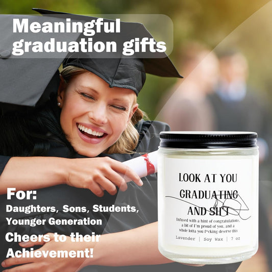 2025 Graduation Gift for Her or Him – Funny Handmade Scented Candle 7oz, Lavender – Graduation Gifts for Women, Men, Nurse, PhD, Law School, Masters, College, High School（Graduating