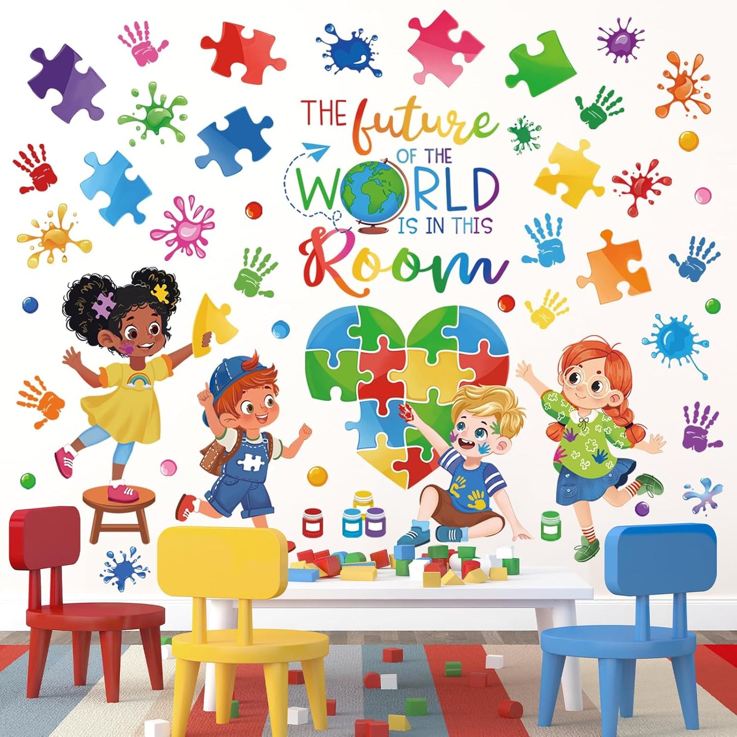 wondever Reading Corner Inspirational Quotes Wall Stickers The Future of The World is in This Room Peel and Stick Wall Art Decals for Kids Room Playroom School Classroom