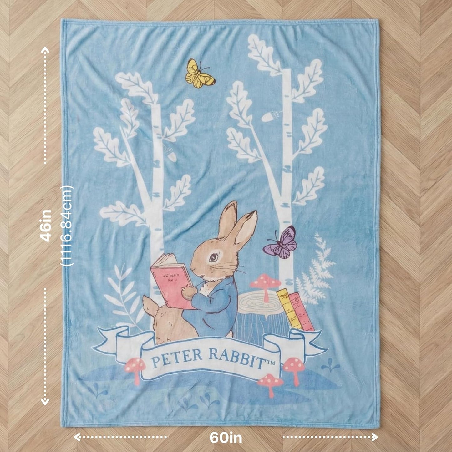 Peter Rabbit Book Easter Basket Stuffer & Spring Kids Bedding Super Soft Cozy Throw, 46 in x 60 in, (Officially Licensed Product) by Franco