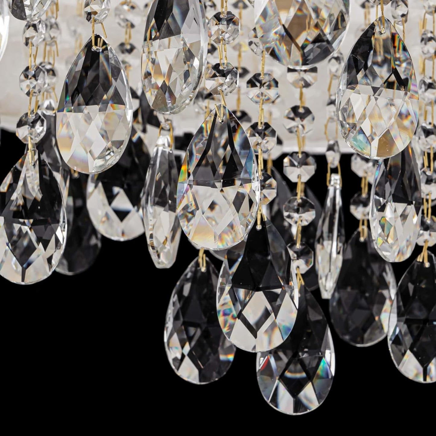 X-Large 6-Light Drum Capiz Shell Crystal Chandeliers, Coastal Style Pendant Light Fixture for Dining Room, Living Room, D24 x H23~71 inch(Adjustable), Shell Lampshade & Gold Finish