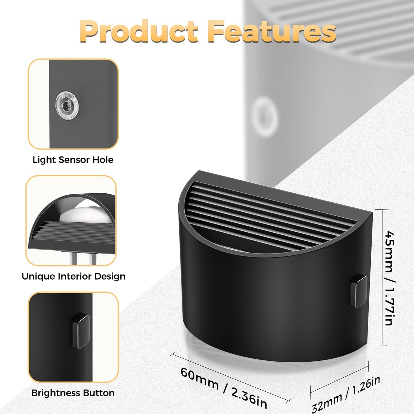 DORESshop LED Night Light[2 Pack], Night Lights Plug into Wall, 3 Level Brightness Adjustable Plug in Night Light, Dusk to Dawn Sensor, Nightlights for Adults, Bedroom, Bathroom, Hallway, Amber