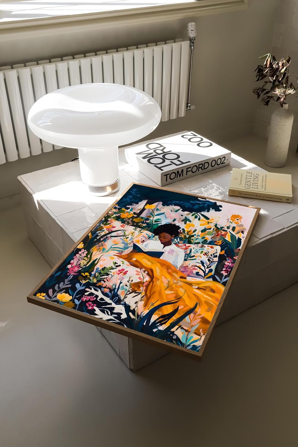 Black woman art Boho wall art Black Woman Reading in Floral Bed Poster Canvas Wall Art Retro African American Modern Family Bedroom Decor Room Aesthetic Wall Art Posters Unframed16x24inch Unframed