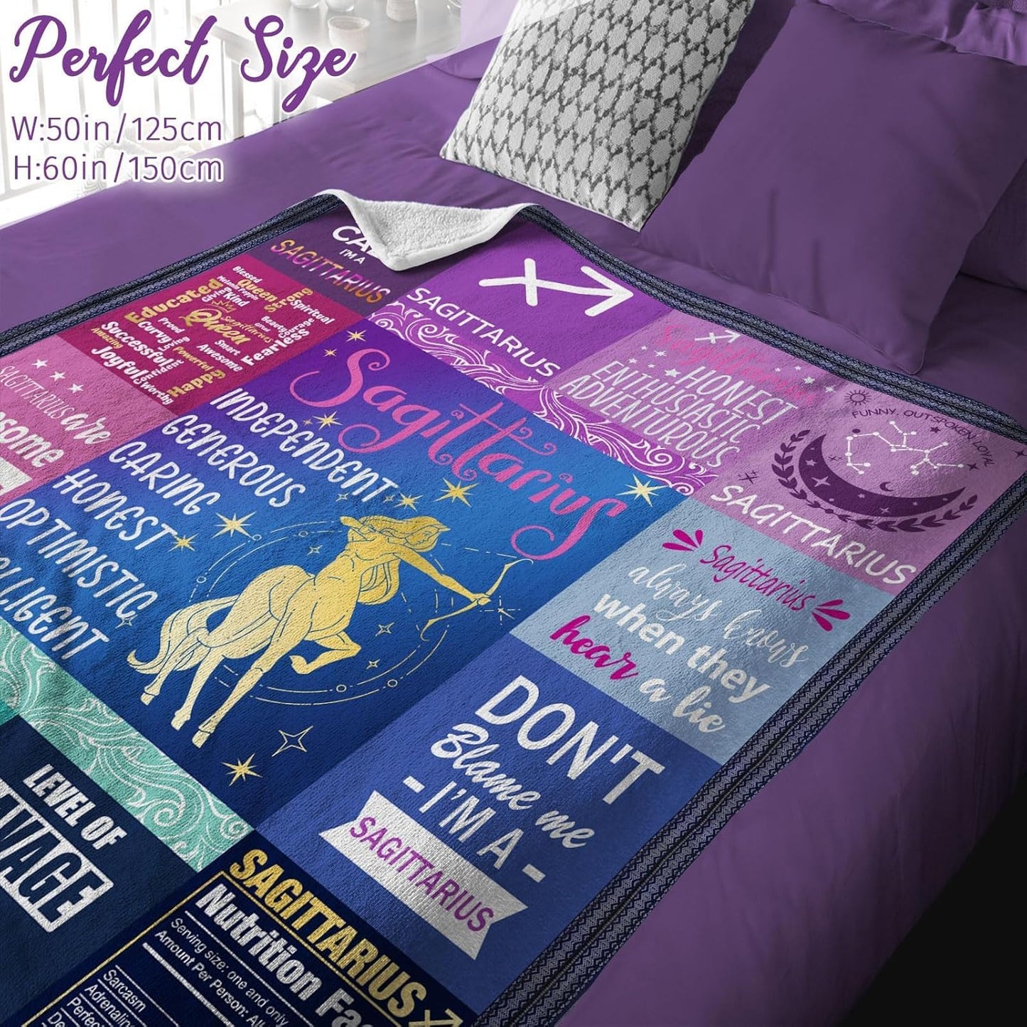 Sagittarius Gifts for Women – Zodiac Throw Blanket 50"x60" – Soft Astrology Fleece Blanket for Sagittarius Girls, Teens & Moms – Cozy Birthday Idea