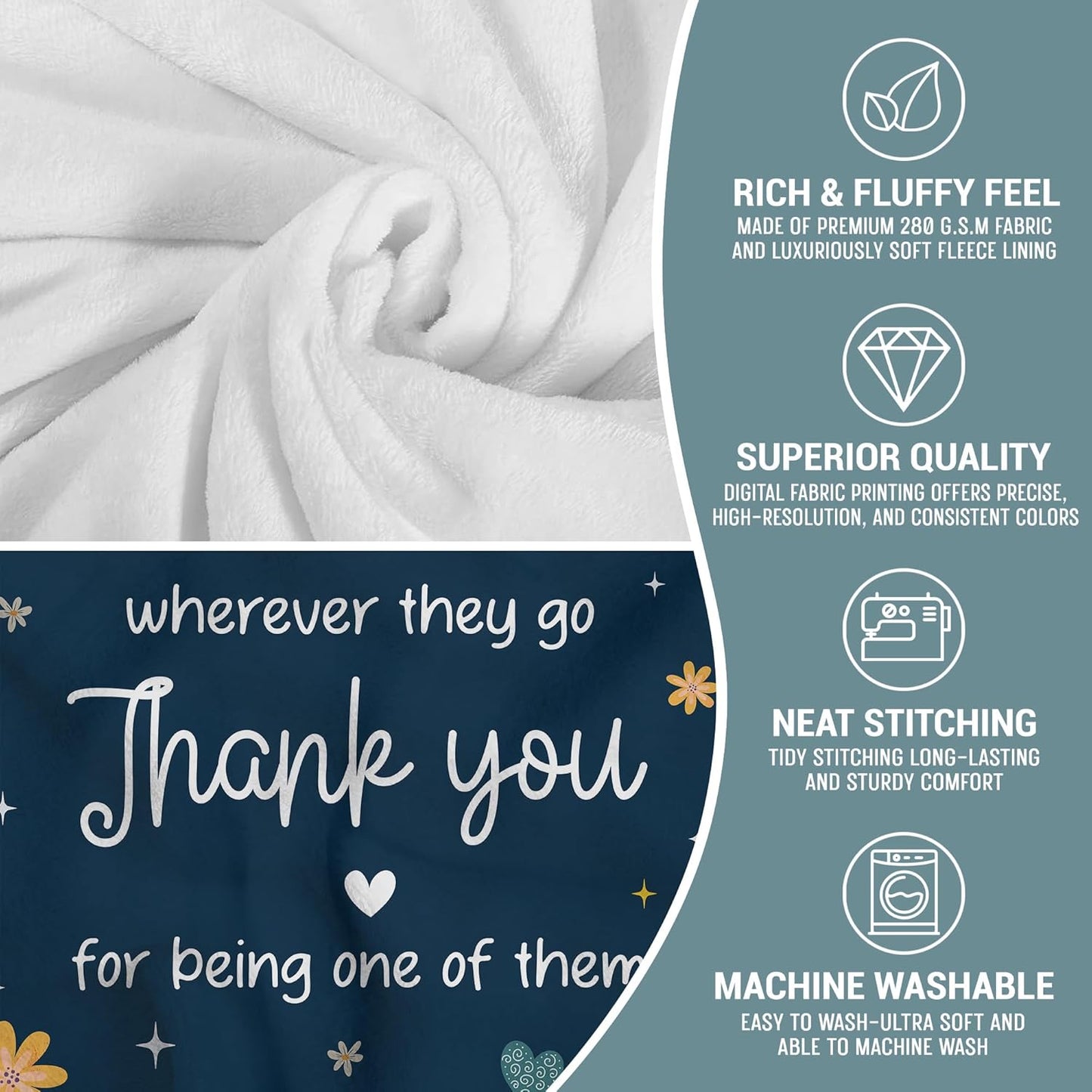 Thank You Gifts for Women - Soft Fleece Throw Blanket 60x80 in - Birthday Inspirational Retirement Gifts for Friend Coworkers Employee Nurses, Teacher Appreciation Gift Ideas