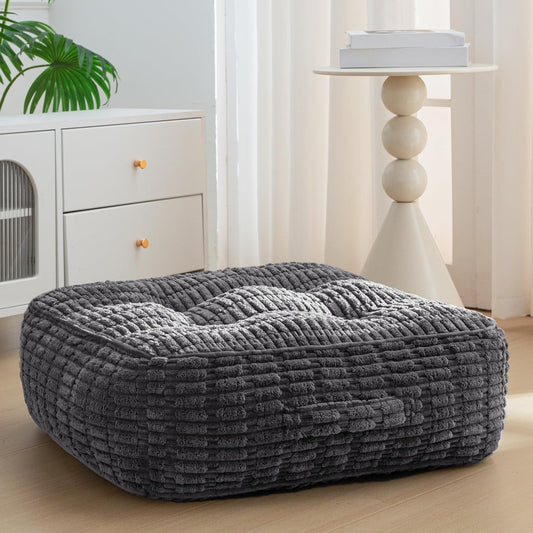 8" Washable Floor Pillow Cushion for Adults, Meditation Cushion Pillow, Removable Tufted Blended Corduroy Cover, Large Square Floor Sitting for Tatami Living Room or Yoga, 22x22 Inch, Machine Washable
