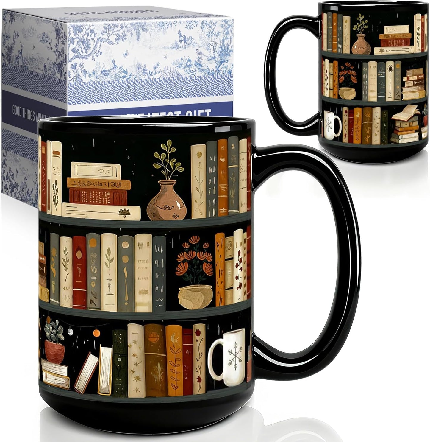 Book Mug Gifts for Books Lovers, Vintage Library Bookshelf Mugs, Reading mug Gift for Readers Librarians, Bookworm gift for Writers on Birthday, Reading Themed Coffee mugs, Funny Bookish gifts-16
