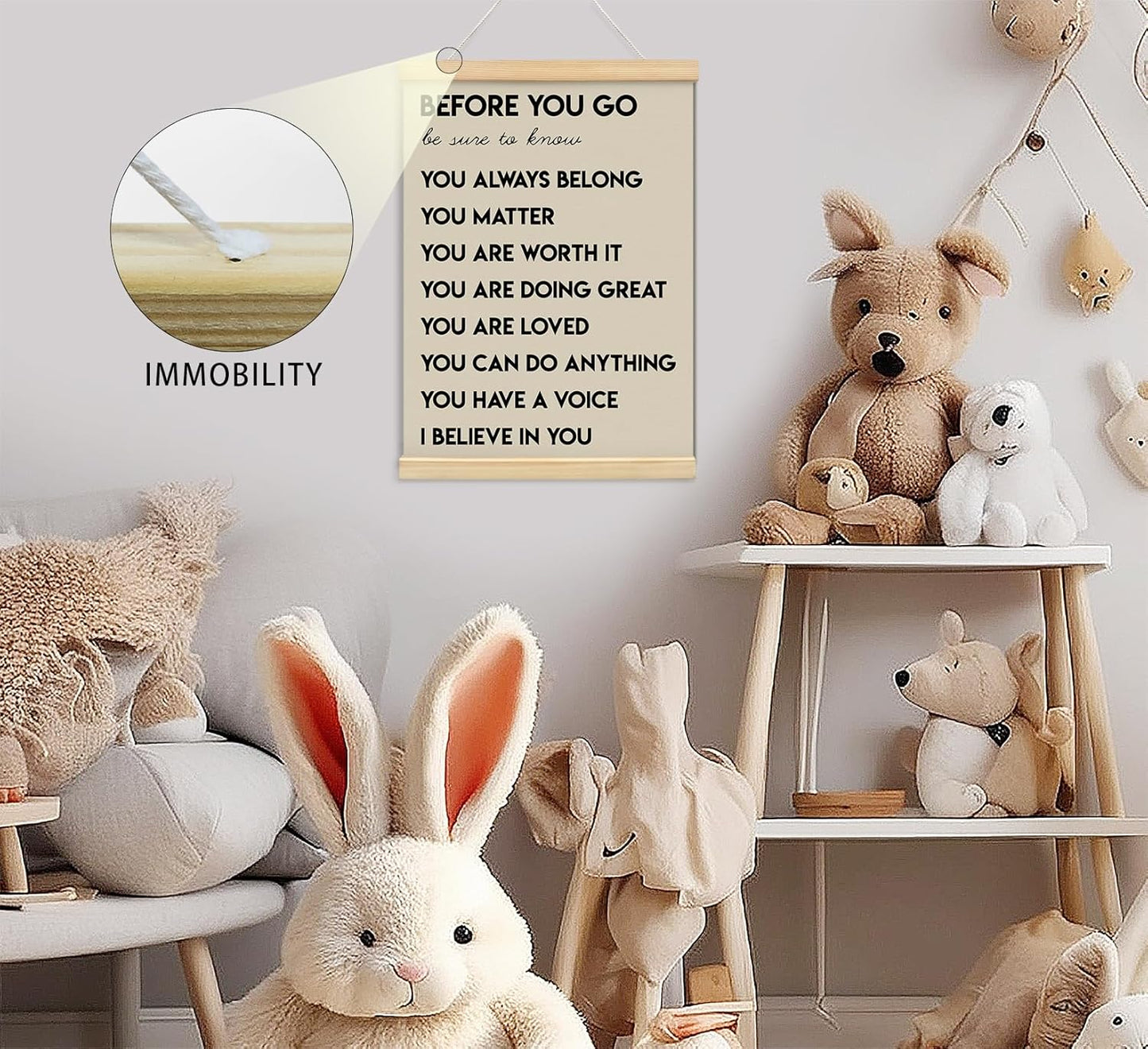 Mental Health Positive Affirmations Inspirational Wall Art Decor, Therapist Calming Teacher Nurse Wall Art for Office, Door Decor for Office Classroom Kids Teen Room Playroom, Wood Posters 12x16 In