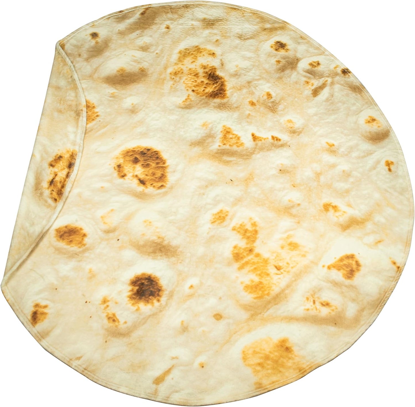 QiyI Burritos Tortilla Throw Blanket for Adult and Kids, 2.0 Double Sided Giant Food Blankets, Funny Tortilla Gifts, 60" Novelty Round Wrap Blanket, 300 GSM Warm Soft Flannel Taco Blanket, Yellow