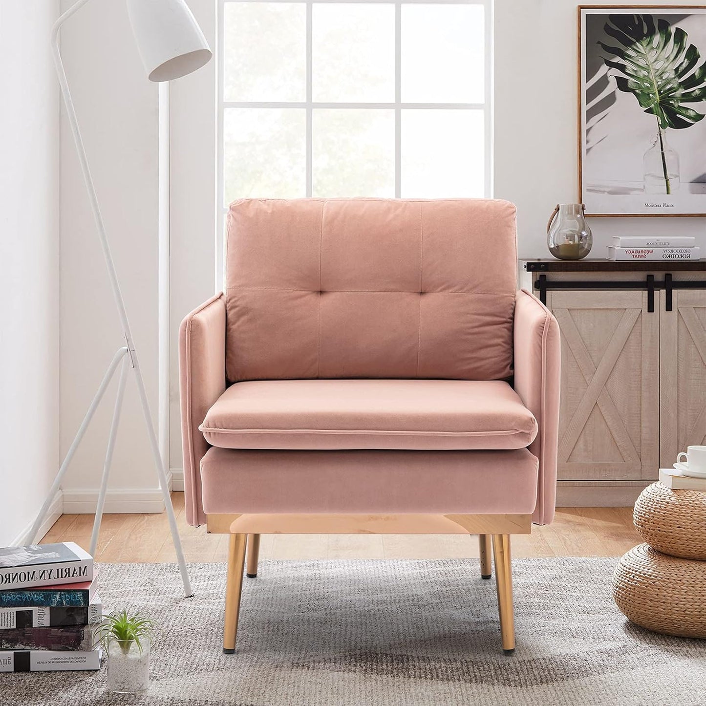 Upholstered Sofa Chairs Modern Single Reading Chair Fabric Armchair for Living Room Ergonomic Lounge Chair Club Chair Home Seating