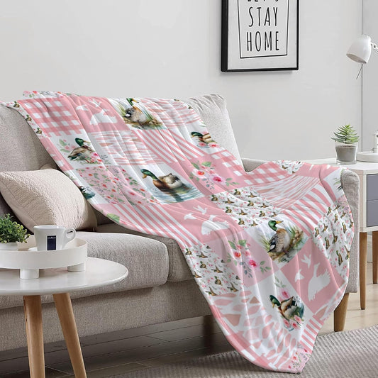 Mallard Duck Blanket, Wild Animal Duck Pattern Throw Soft Fuzzy Flannel Blanket for Bed Couch Sofa Home Decor 50"x40" for Child
