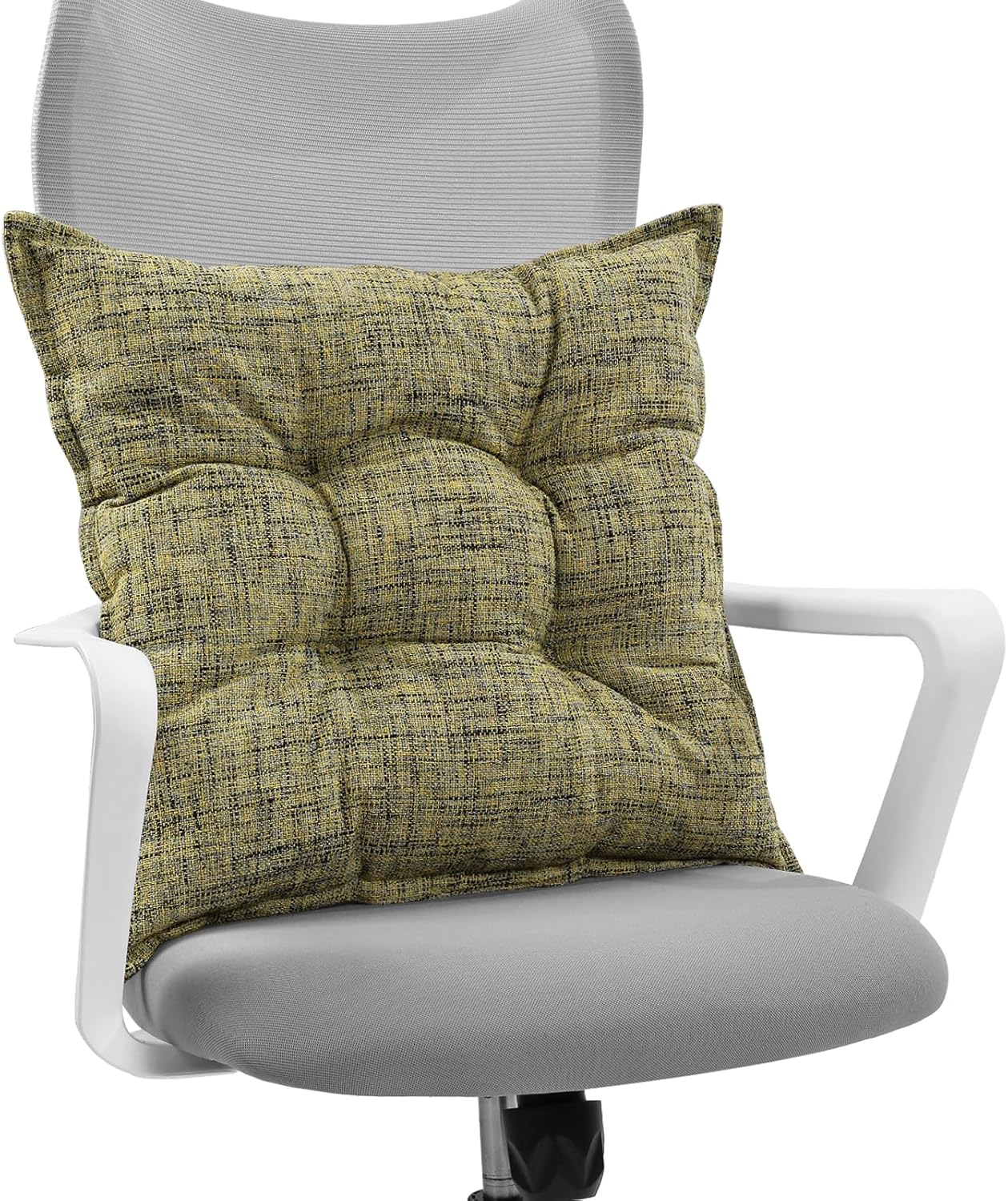 SINSOSSO Large Floor Pillow 22", Thickened Bite-Size Memory Foam Square Non-Slip Cushion for Office Back Support/Indoor Yoga/Chair Seat, Fashionable Color-Blocked Fabric & Washable, Yellow, 1 PCS