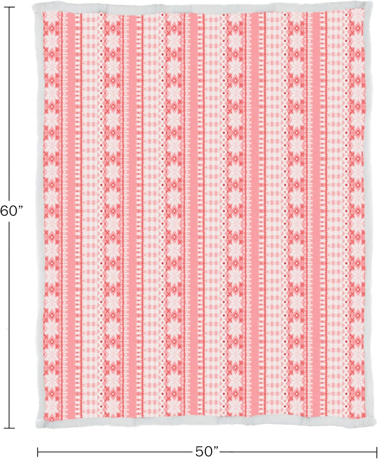 Reversible Fleece Blanket - 50x60-Inch Machine-Washable Sherpa Throw with Snowflakes - Cozy Blanket for Couch, Chair, or Bed by Lavish Home (Pink)