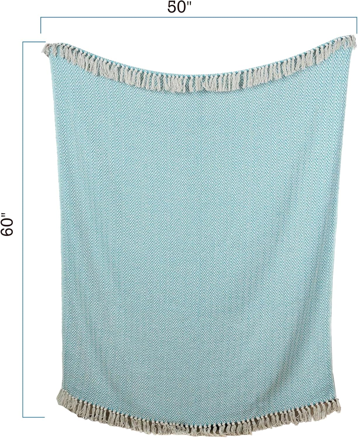 RAJRANG Tile Blue Throw Blanket 50x60 in Boho Farmhouse Cotton Throw Chevron Blankets Decorative Throws with Tassels for Bed Sofa Chairs Couch