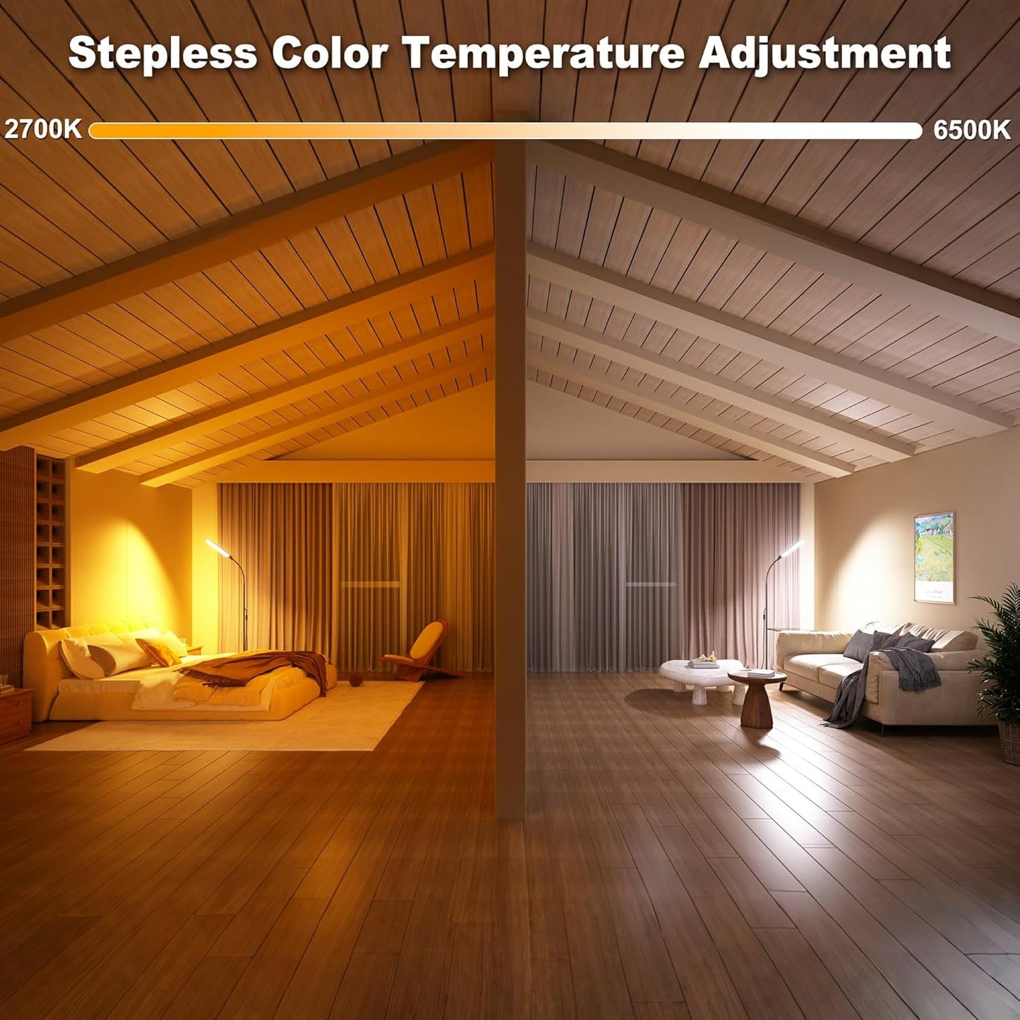 Floor Lamp, 18W Super Bright LED Floor Lamps for Living Room with Remote, Stepless Dimming Color Temperature & Brightness, Modern Adjustable Neck Standing Lamp Ideal for Bedroom, Office, Study