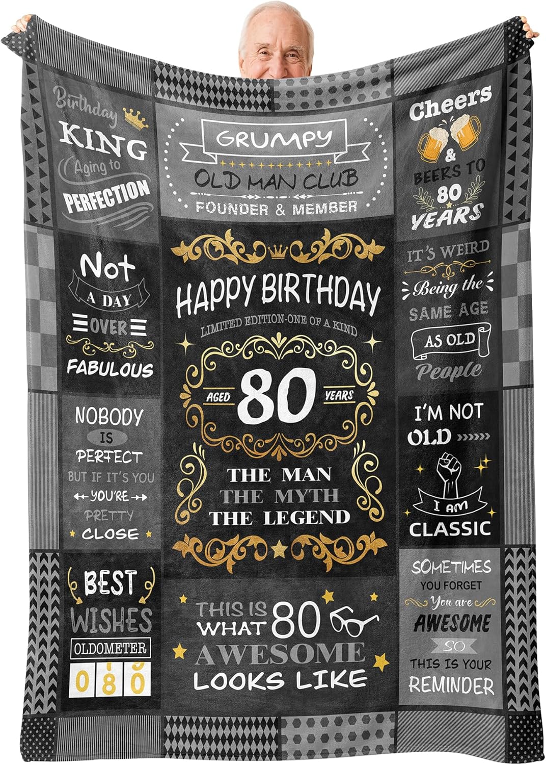 80th Birthday Gifts for Men,Gifts for 80 Year Old Man,80 Year Old Birthday Gifts for Men,80th Birthday Decorations,Birthday Gifts for 80 Years Old Man Blanket 50"X60"