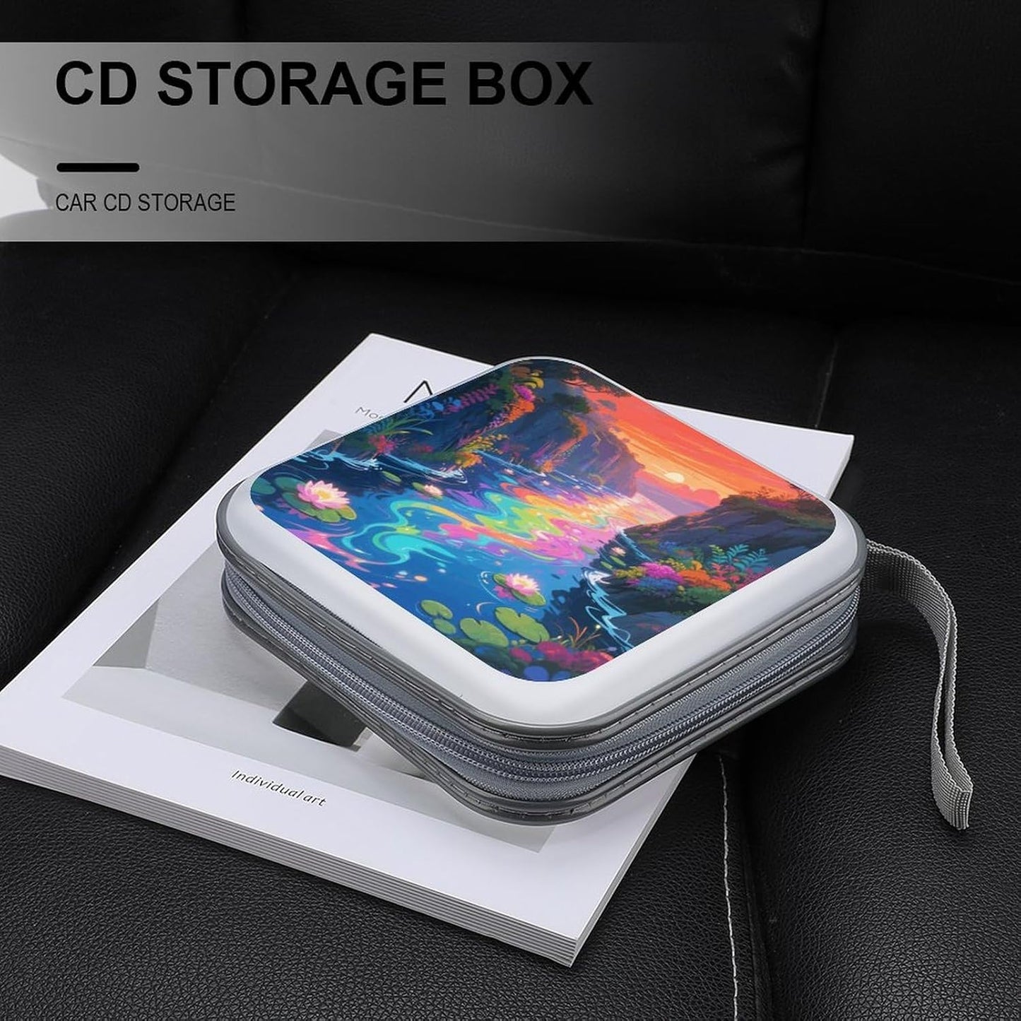 Shining River CD Case Portable Zipper CD Case 40 Capacity Hard Plastic DVD Cases Holder Large Storage Disc Wallet Bag for Car Home Travel DVD Collection Bag