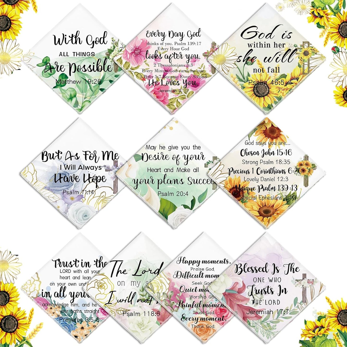 Christian Bible Verse Handkerchiefs Floral Scripture Prayer Handkerchiefs Religious Birthday Gift for Women Mom