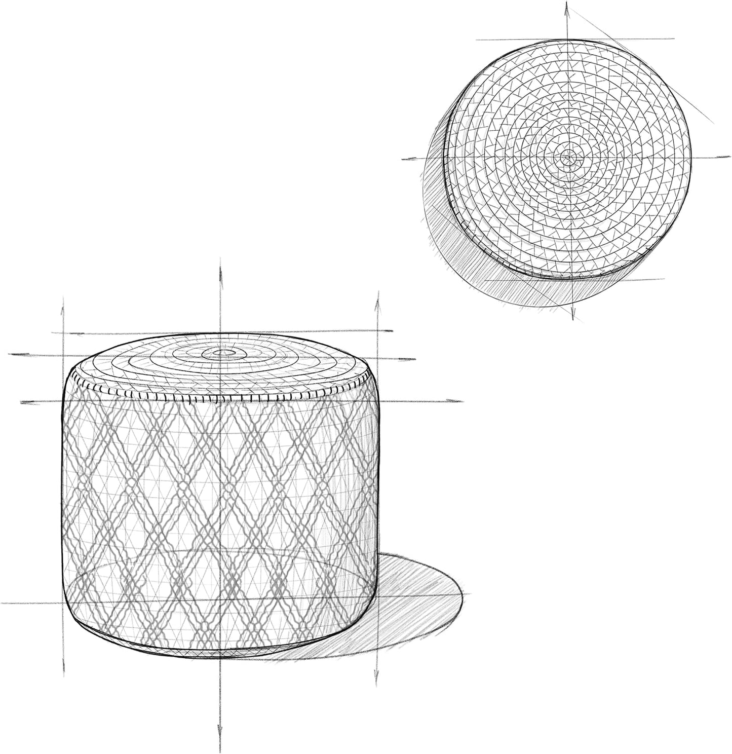 SIMPLIHOME Edgeley Round Pouf - 18 inch Wide Handwoven Jute and Cotton Ottoman in Grey and Natural, Boho-Style Footstool or Extra Seating for Living Room, Bedroom, or Kids Room, Assembled