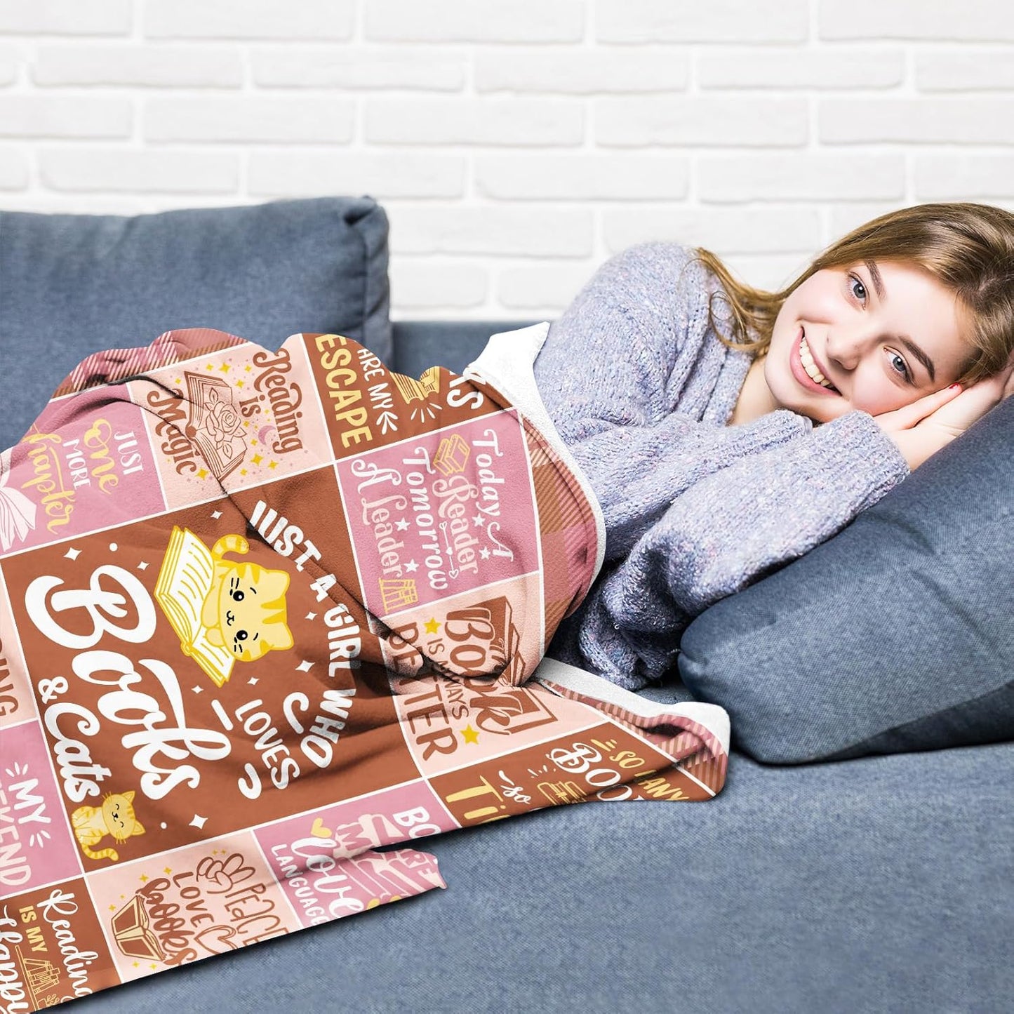 Valentines Day Book Lover Gifts, Bookish Gift for Women, Book Club Blanket for BookLovers Women, Reading Presents for Readers/Librarian/Bookworm/Books Nerd, Literary Throw Blanket 60"X50"